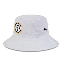 Men's New Era White Pittsburgh Steelers 2024 NFL Training Camp Stretch Bucket Hat