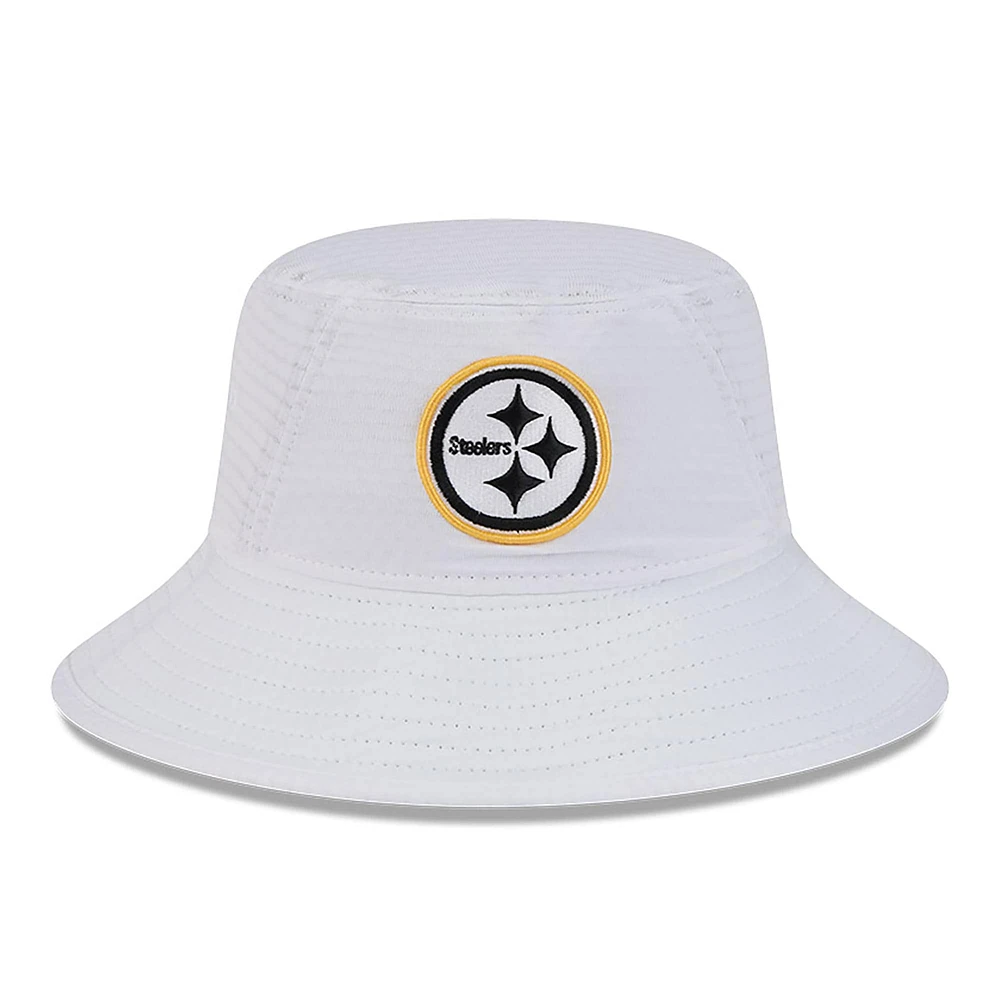 Men's New Era White Pittsburgh Steelers 2024 NFL Training Camp Stretch Bucket Hat