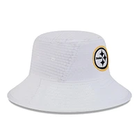 Men's New Era White Pittsburgh Steelers 2024 NFL Training Camp Stretch Bucket Hat