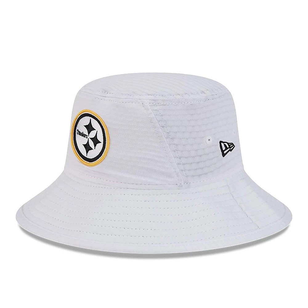 Men's New Era White Pittsburgh Steelers 2024 NFL Training Camp Stretch Bucket Hat