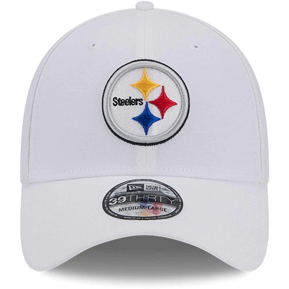 Men's New Era White Pittsburgh Steelers Main 39THIRTY Flex Hat