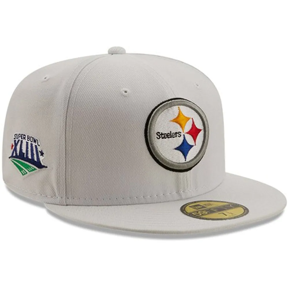 Lids Pittsburgh Steelers New Era Super Bowl XLIII Patch Gold Undervisor  59FIFY Fitted Hat - White