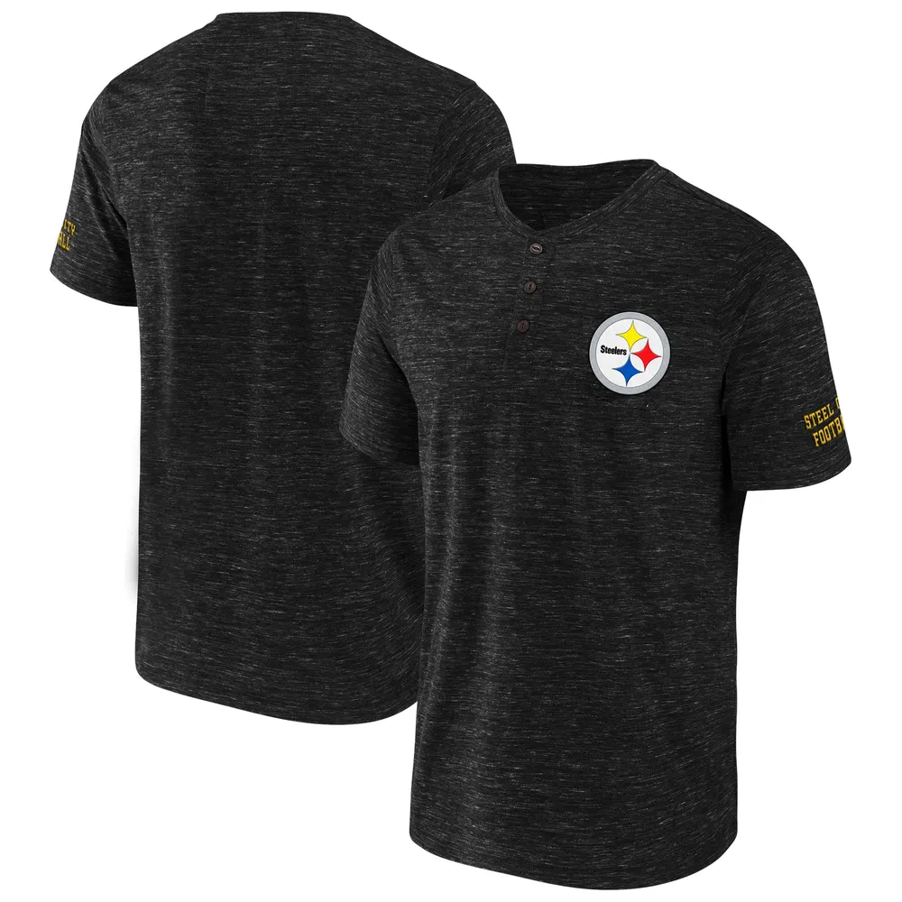 Collection NFL x Darius Rucker pour hommes par Fanatics T-shirt noir Pittsburgh Steelers Slub Henley