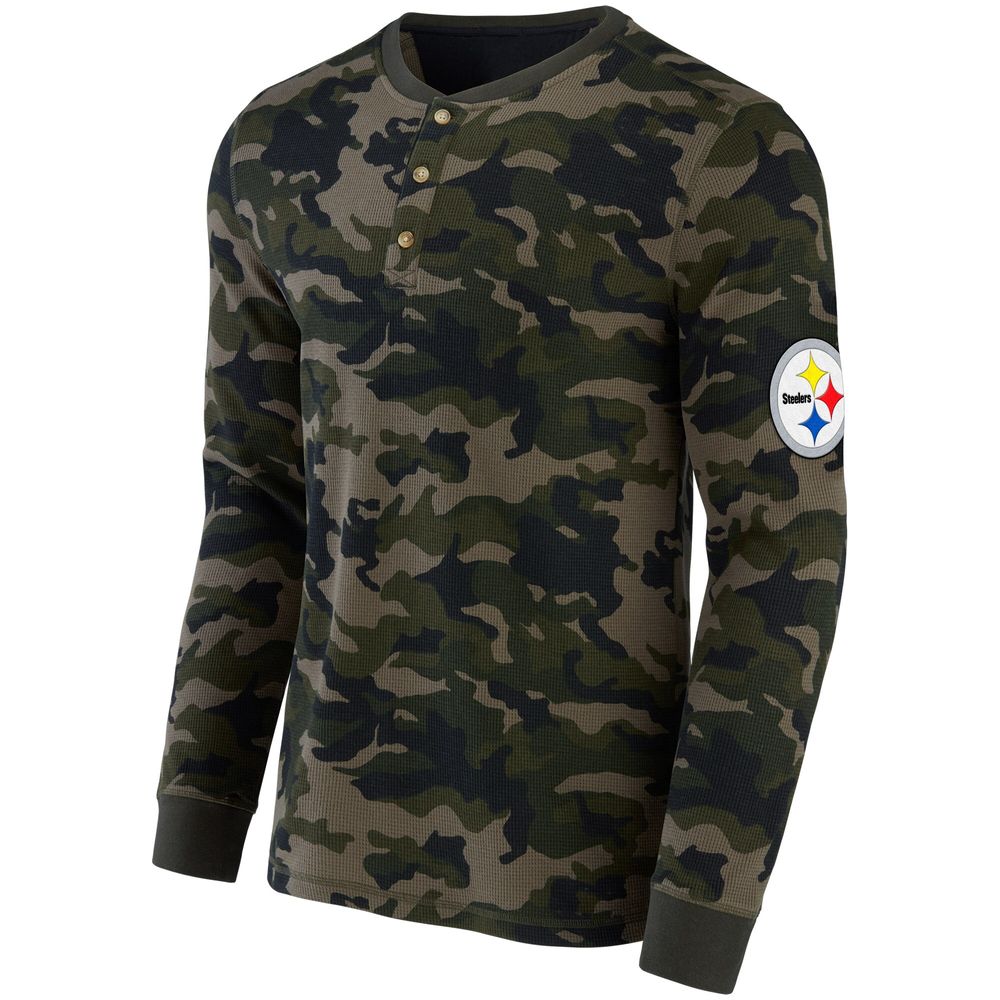 NFL x Darius Rucker Collection by Fanatics Men's NFL x Darius Rucker  Collection by Fanatics Camo Pittsburgh Steelers Thermal Henley Long Sleeve  T-Shirt