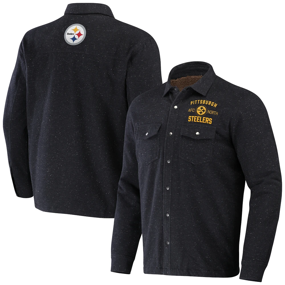 Collection NFL x Darius Rucker pour homme par Fanatics Charcoal Pittsburgh Steelers Shacket Full-Snap Jacket