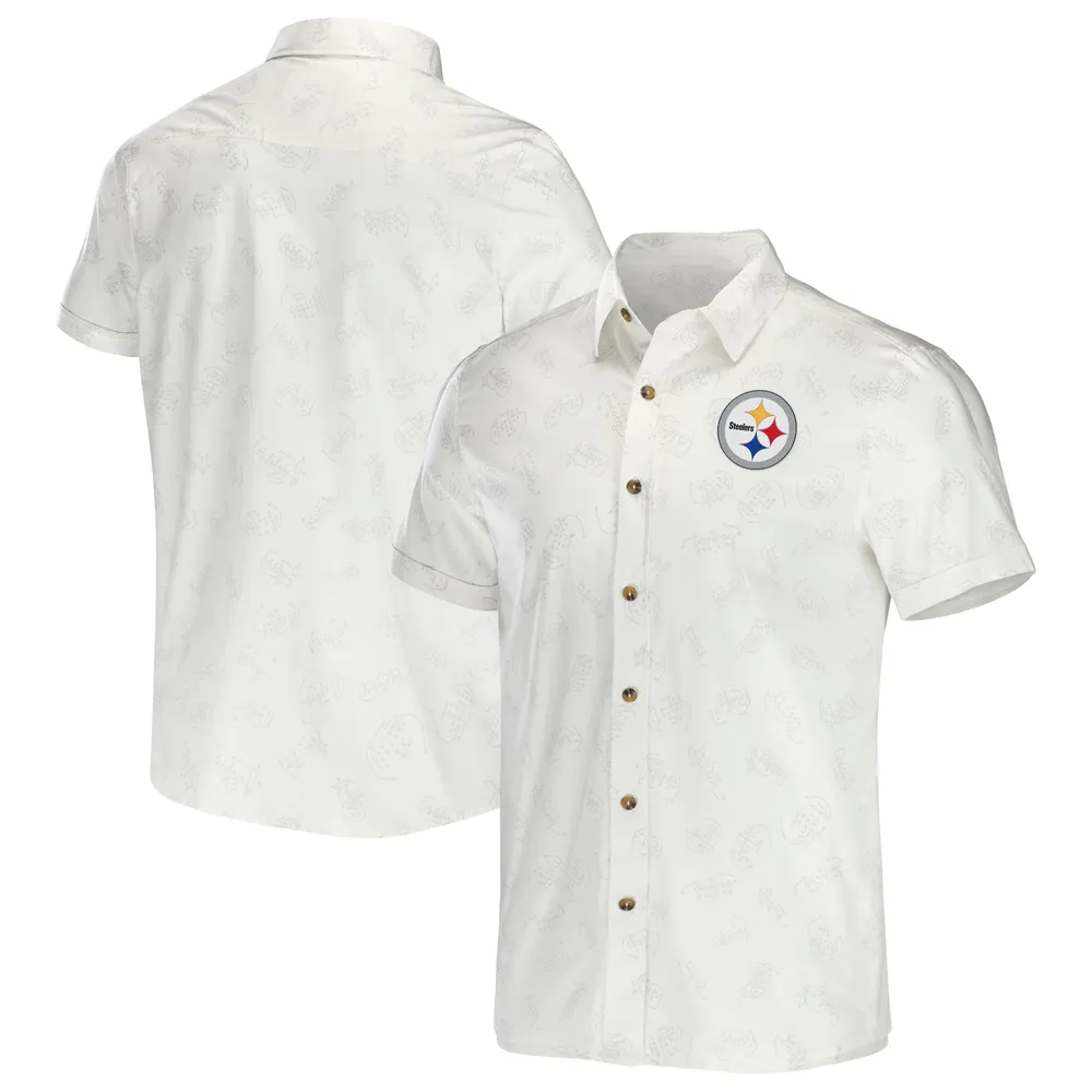 Collection NFL x Darius Rucker by Fanatics pour homme, blanc, t-shirt tissé boutonné Pittsburgh Steelers