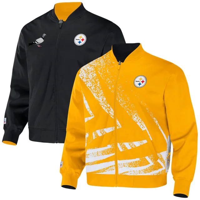 New Reversible NFL Pittsburgh Steelers polyester black / yellow jacket  men's L