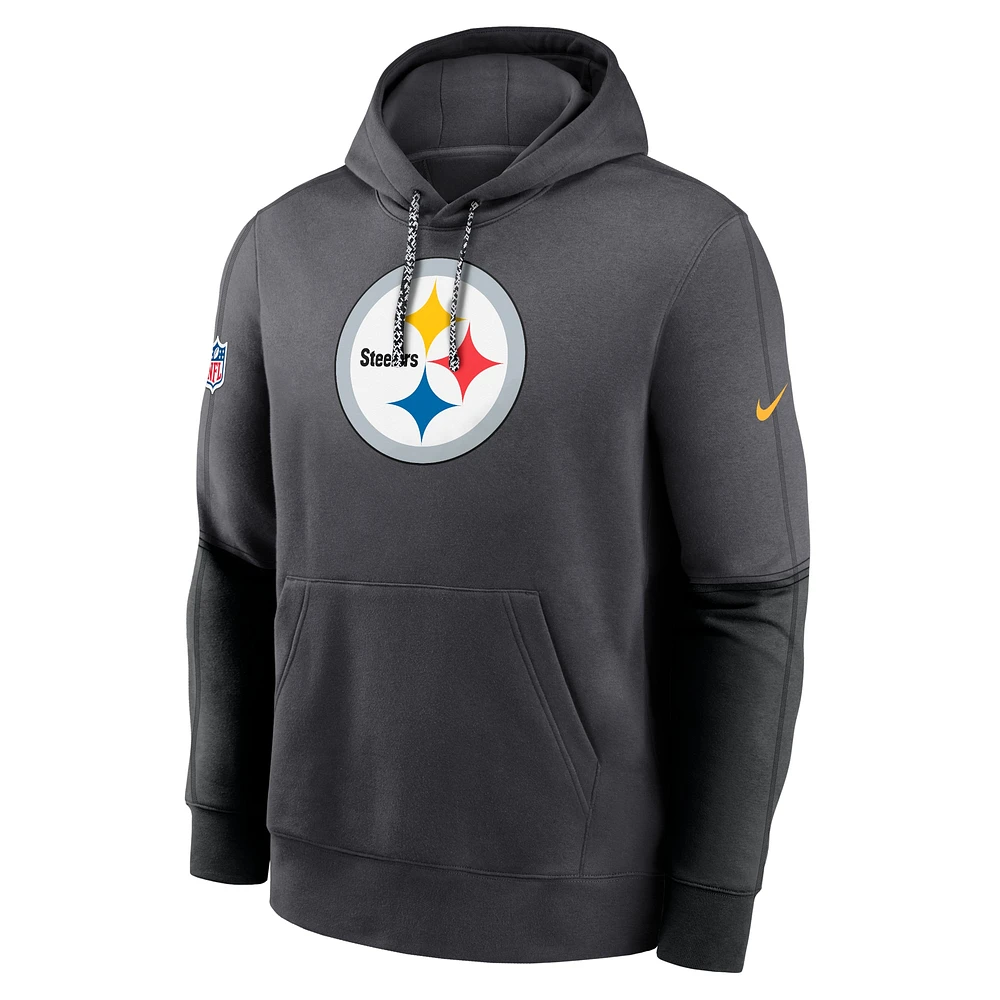 Men's Nike Anthracite Pittsburgh Steelers 2024 Sideline Club Pullover Hoodie