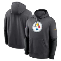 Men's Nike Anthracite Pittsburgh Steelers 2024 Sideline Club Pullover Hoodie