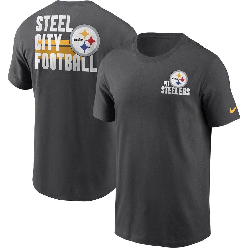 T-shirt essentiel Nike Pittsburgh Steelers Blitz pour homme, anthracite