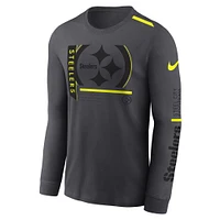 T-shirt à manches longues Nike Pittsburgh Steelers Volt Performance pour homme, anthracite