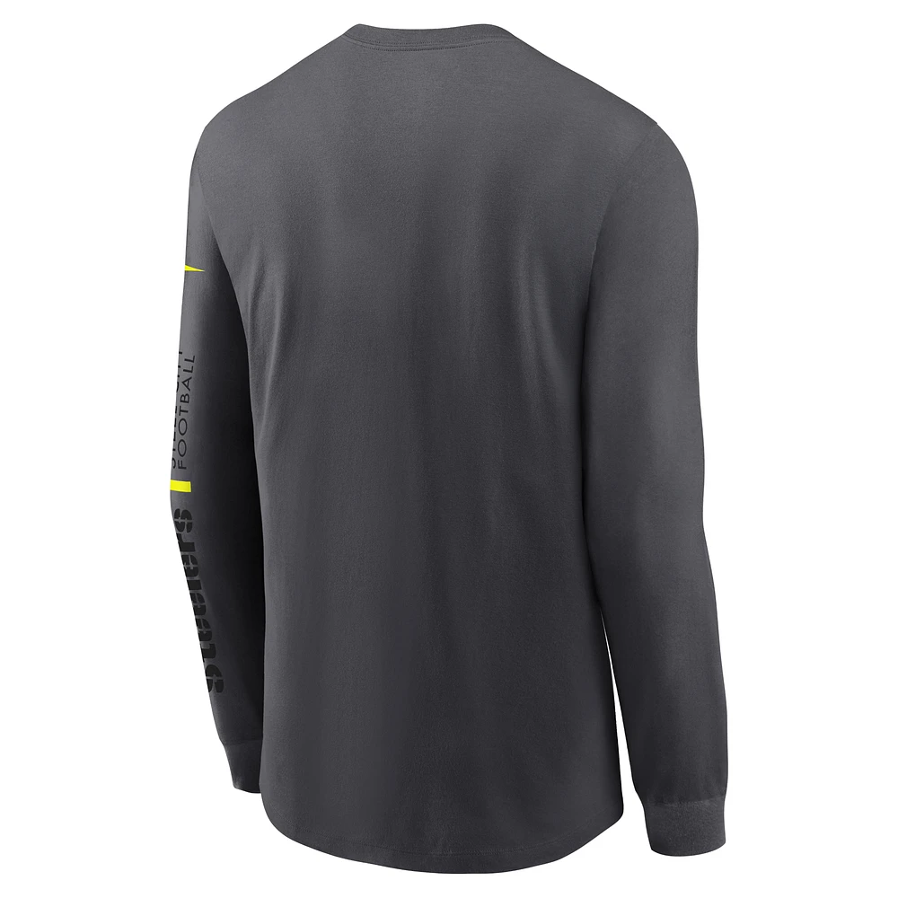 T-shirt à manches longues Nike Pittsburgh Steelers Volt Performance pour homme, anthracite