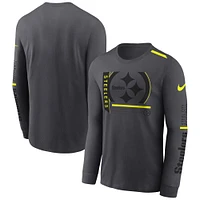 T-shirt à manches longues Nike Pittsburgh Steelers Volt Performance pour homme, anthracite