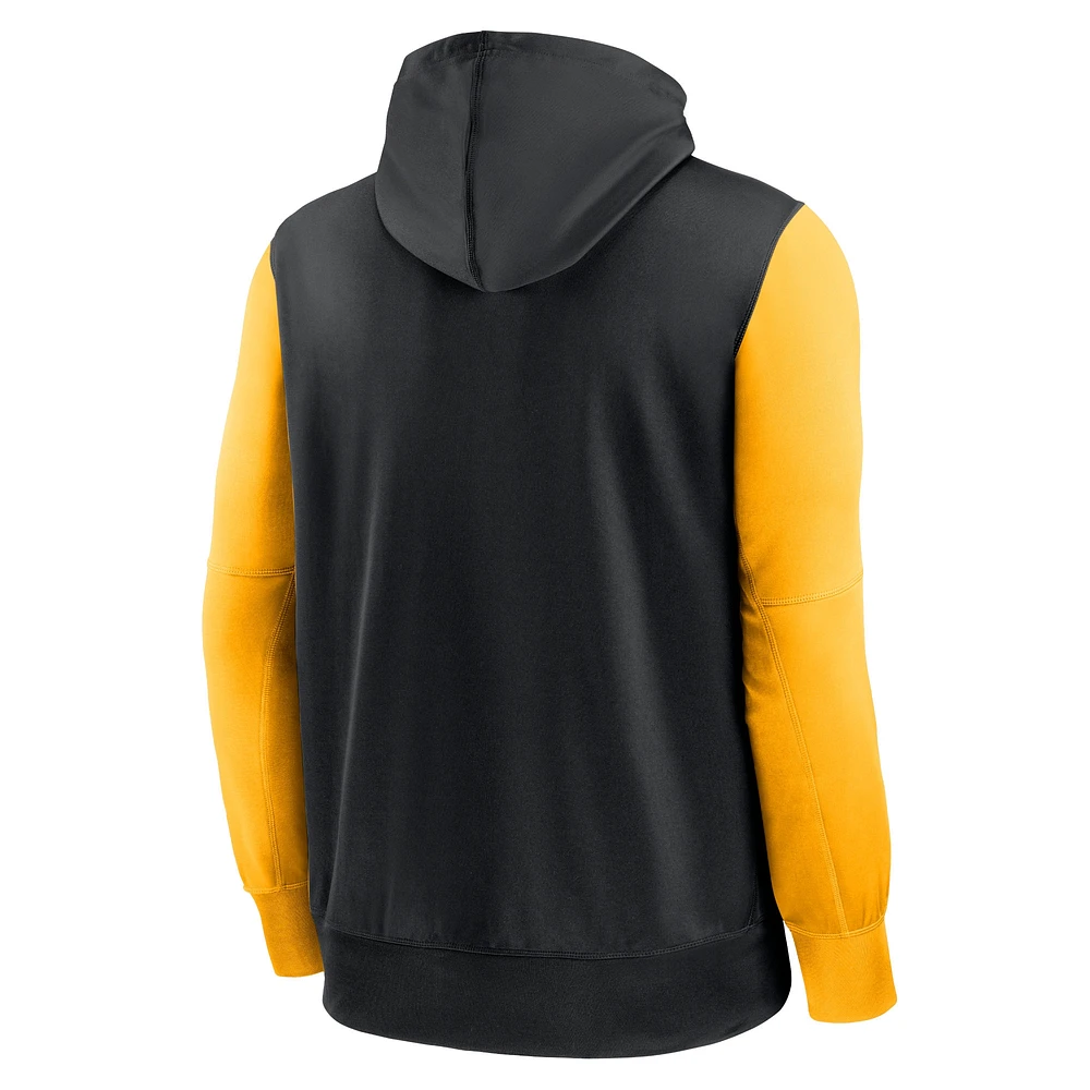 Sweat à capuche entièrement zippé Nike Pittsburgh Steelers Performance pour homme, noir/doré