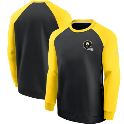 Pittsburgh Steelers Nike Historic Raglan Crew Performance Sweater - Black/Gold