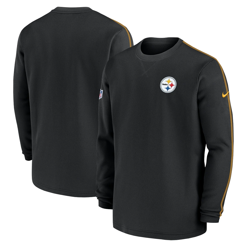 Haut à manches longues Nike noir Pittsburgh Steelers 2024 Sideline Coaches pour homme