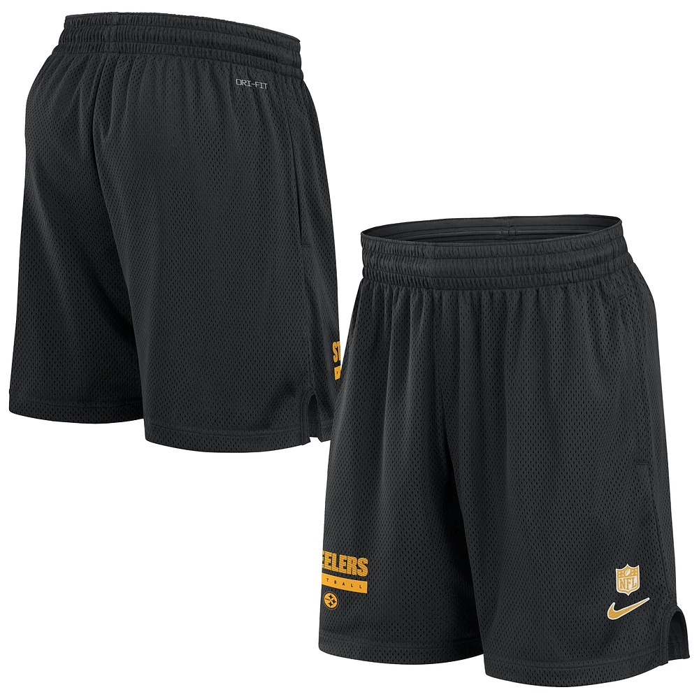 Short Nike noir Pittsburgh Steelers 2024 Sideline Performance en maille pour homme