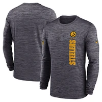 T-shirt Nike noir à manches longues pour homme Pittsburgh Steelers 2024 Sideline Velocity Performance