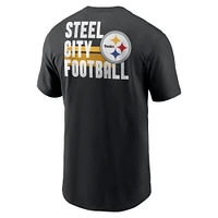 T-shirt essentiel Nike noir Pittsburgh Steelers Blitz pour hommes