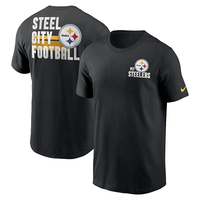 T-shirt essentiel Nike noir Pittsburgh Steelers Blitz pour hommes