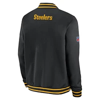 Men's Nike  Black Pittsburgh Steelers Coach Full-Zip Bomber Jacket