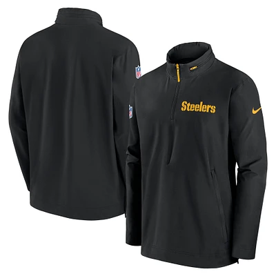 Veste d'entraîneur à demi-zip Nike noire des Steelers de Pittsburgh pour homme