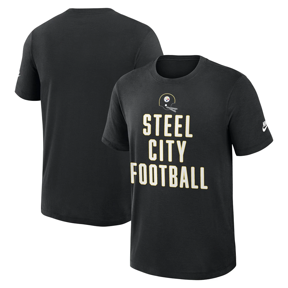 Men's Nike Black Pittsburgh Steelers Direct Handoff Rewind Slub Performance T-Shirt