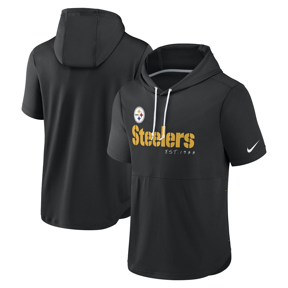 Nike Pittsburgh Steelers Established pour homme - Noir Chandail à capuchon manches courtes