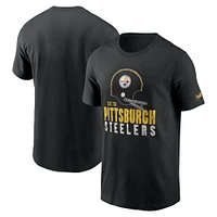 T-shirt Nike noir pour homme avec casque des Steelers de Pittsburgh