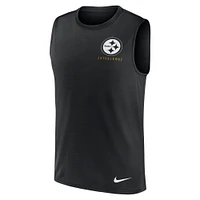 Men's Nike Black Pittsburgh Steelers Large Logo Peformance Muscle Tank Top