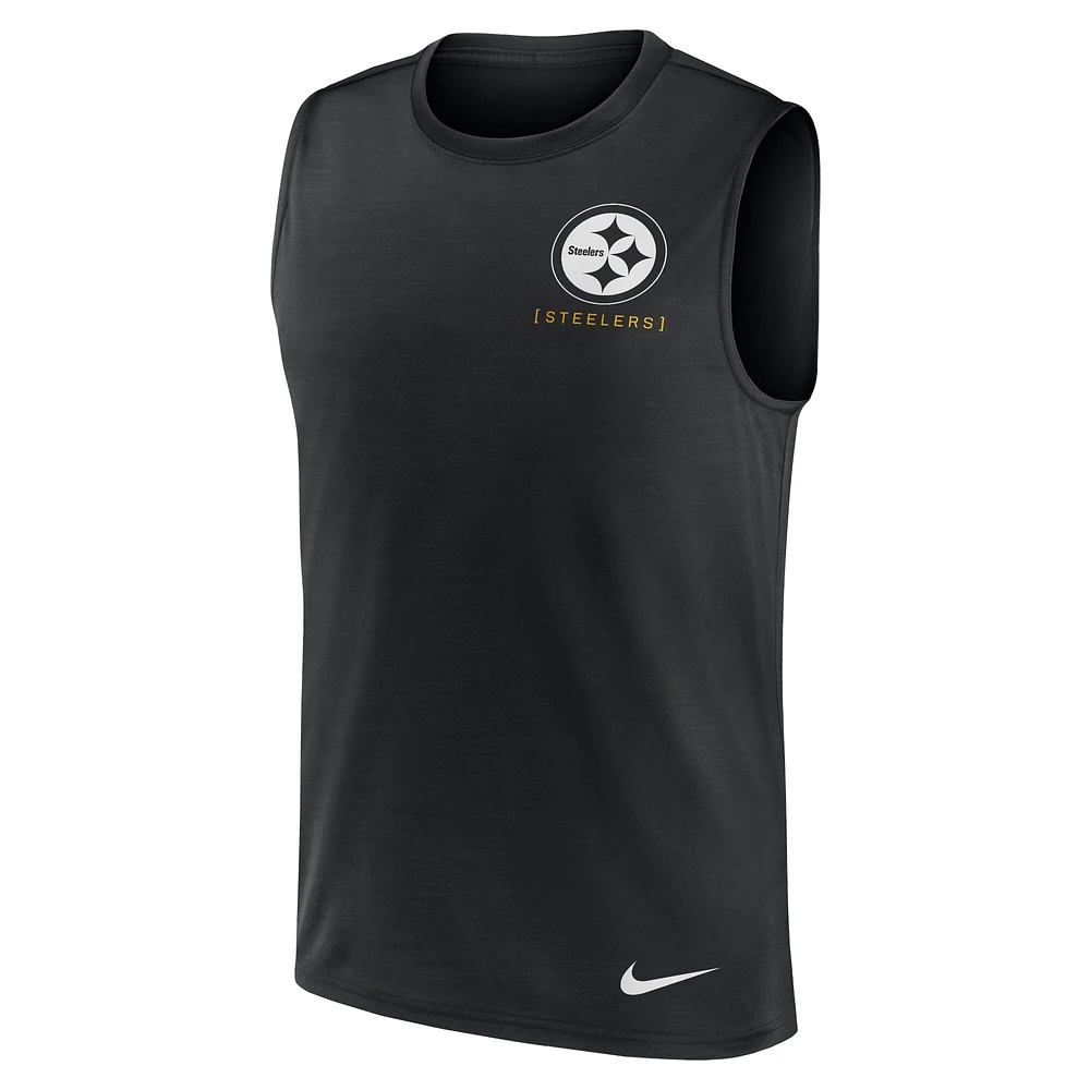 Débardeur Nike noir à grand logo pour homme, coupe sportive, des Steelers de Pittsburgh