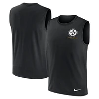 Men's Nike Black Pittsburgh Steelers Large Logo Performance Muscle Tank Top