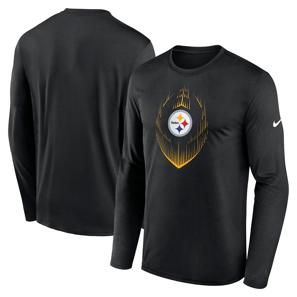 T-shirt à manches longues Nike noir Pittsburgh Steelers Legend Icon pour homme