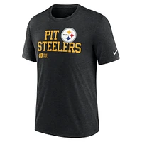 T-shirt à trois mélanges Nike pour hommes, Pittsburgh Steelers Overlap Lockup, noir