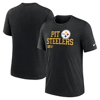 T-shirt à trois mélanges Nike pour hommes, Pittsburgh Steelers Overlap Lockup, noir