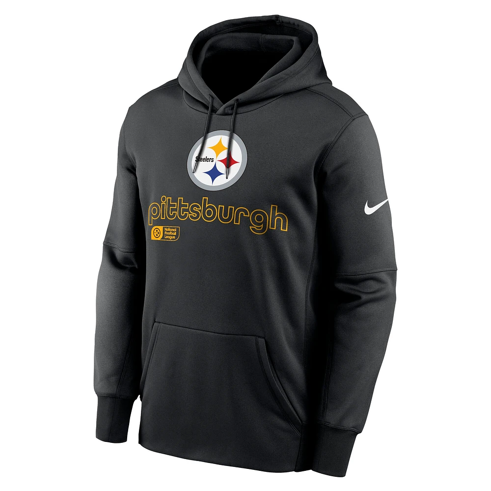 Sweat à capuche Nike Pittsburgh Steelers Performance pour homme, noir