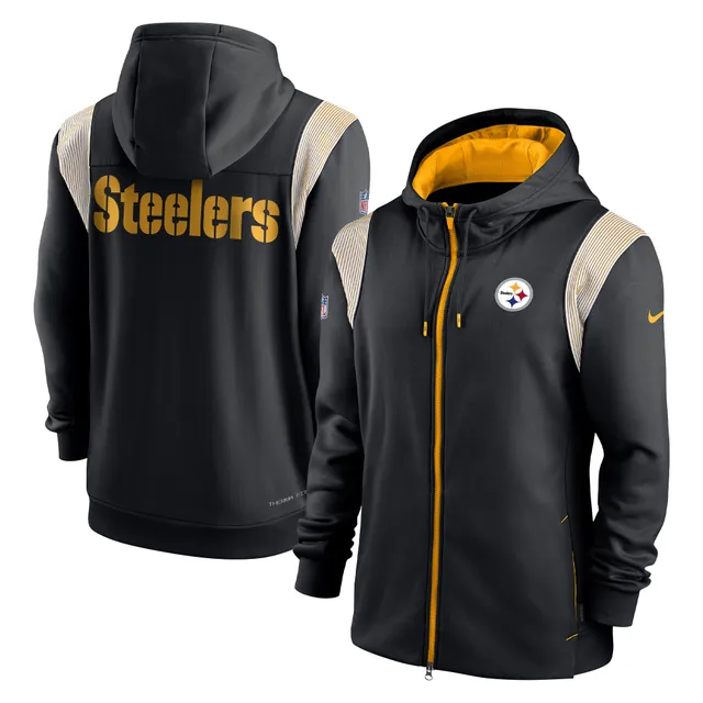 Pittsburgh Steelers Nike Sideline Showout Short Sleeve Full-Zip Hoodie -  Black