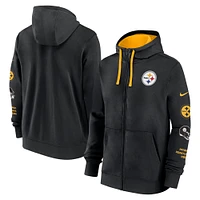 Sweat à capuche entièrement zippé Nike noir Pittsburgh Steelers Primetime Club pour homme