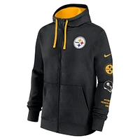 Sweat à capuche entièrement zippé Nike noir Pittsburgh Steelers Primetime Club pour homme