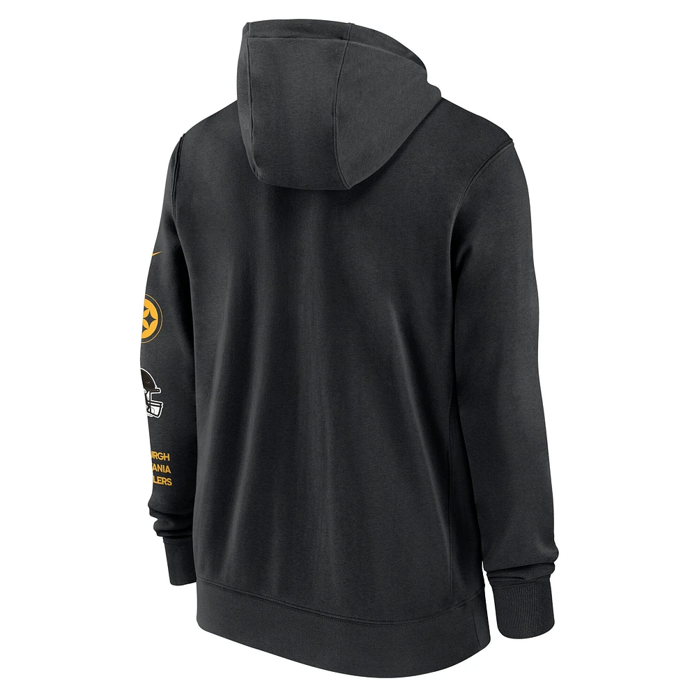 Sweat à capuche entièrement zippé Nike noir Pittsburgh Steelers Primetime Club pour homme
