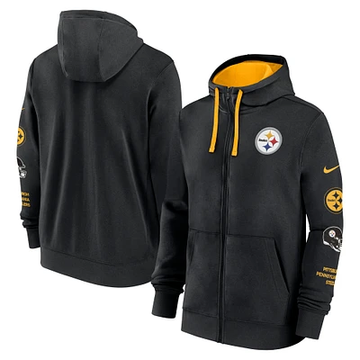 Sweat à capuche entièrement zippé Nike noir Pittsburgh Steelers Primetime Club pour homme