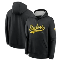 Men's Nike Black Pittsburgh Steelers Rewind Club Logo Pullover Hoodie