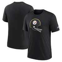 Men's Nike Black Pittsburgh Steelers Rewind Logo Tri-Blend T-Shirt