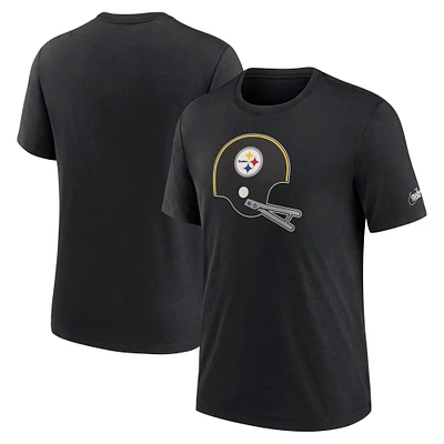 T-shirt à trois mélanges Nike Pittsburgh Steelers Rewind Logo noir pour homme