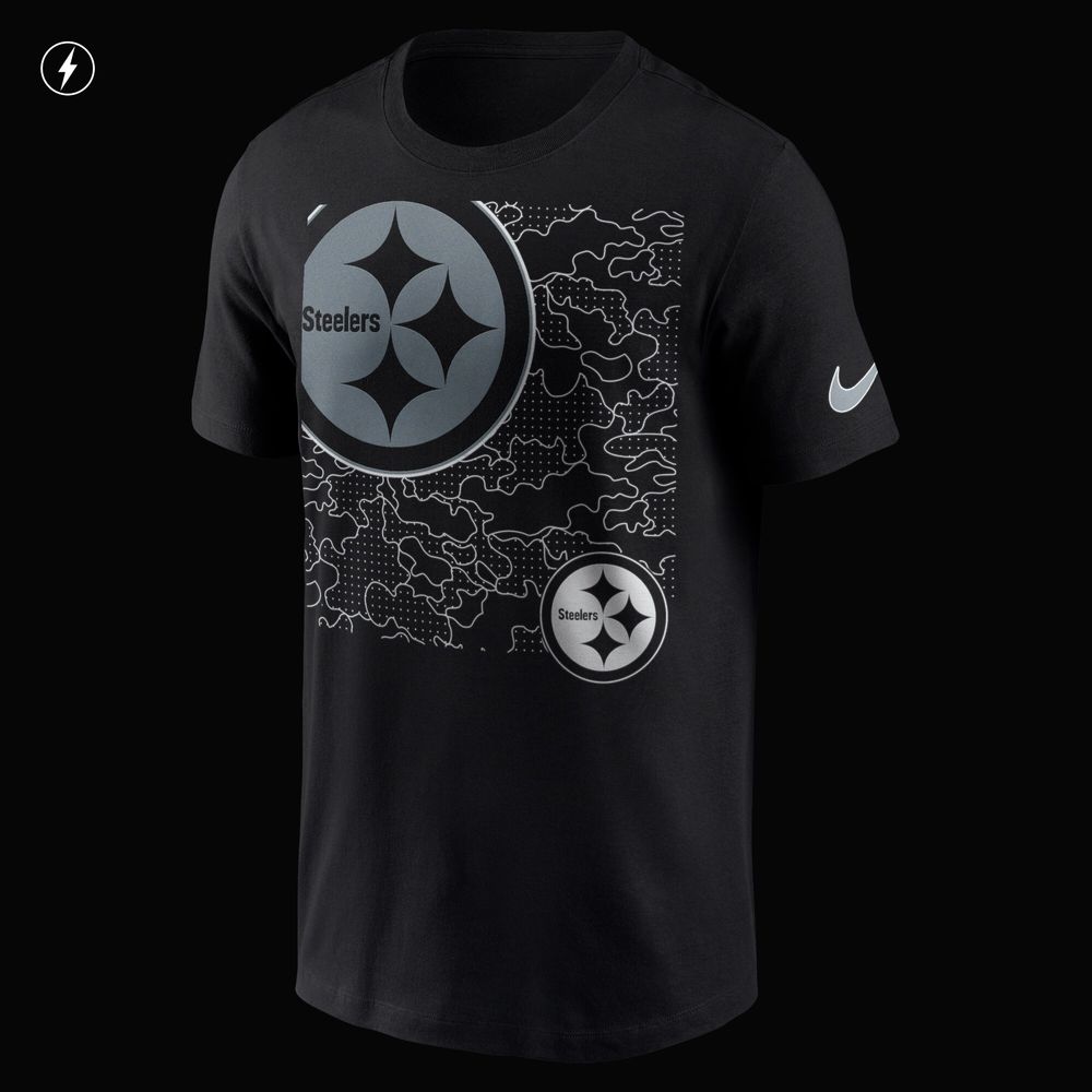 Men's Nike Black Pittsburgh Steelers RFLCTV Logo Crop - T-Shirt