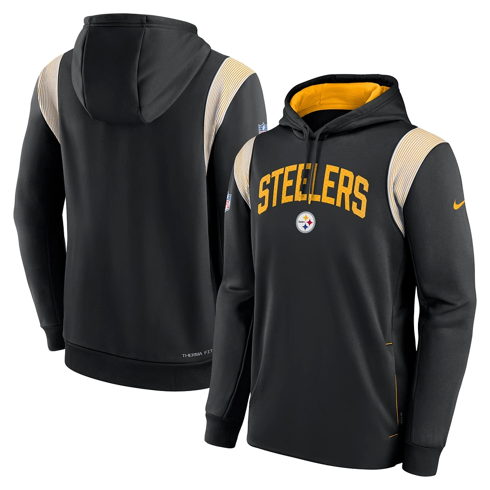 Nike Pittsburgh Steelers Sideline Athletic Stack Performance Sweat à capuche pour homme – Noir