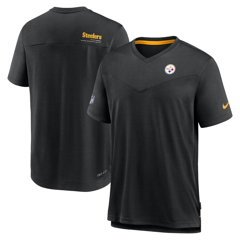 Nike Men's Nike Black Pittsburgh Steelers Sideline Coach Chevron Lock Up  Logo V-Neck Performance T-Shirt