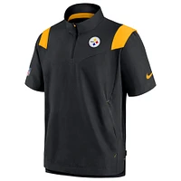 Men's Nike Black Pittsburgh Steelers Sideline Coaches Chevron Lockup Pullover Top