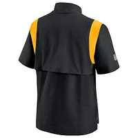 Men's Nike Black Pittsburgh Steelers Sideline Coaches Chevron Lockup Pullover Top