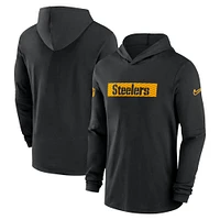 Men's Nike Black Pittsburgh Steelers Sideline Hoodie Performance Long Sleeve T-Shirt